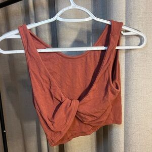 SHEIN Rust Color Crop Tie Front Tank Top
